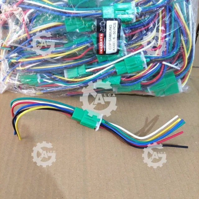 ISI 5 SET COP SOKET SOCKET SAMBUNGAN 6 PIN KABEL DAN SKUN PER 5 SET