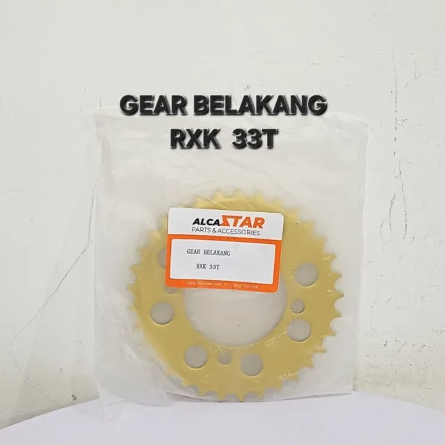 GOLD EMAS LUBANG BULAT GEAR GIR GER BELAKANG RXK RX KING JUPITER VEGA 33T 33 T LUBANG BULAT GOLD