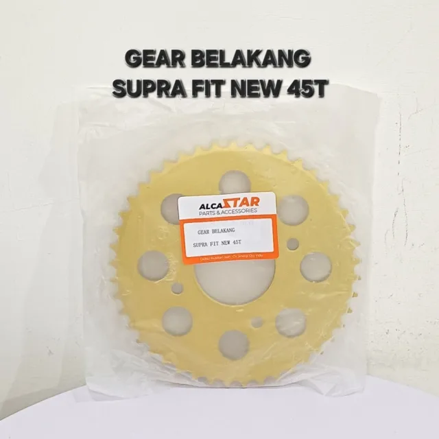 GOLD EMAS LUBANG BULAT GEAR GIR GER BELAKANG SUPRA FIT NEW KHARISMA X 125 45T 45 T LUBANG BULAT GOLD