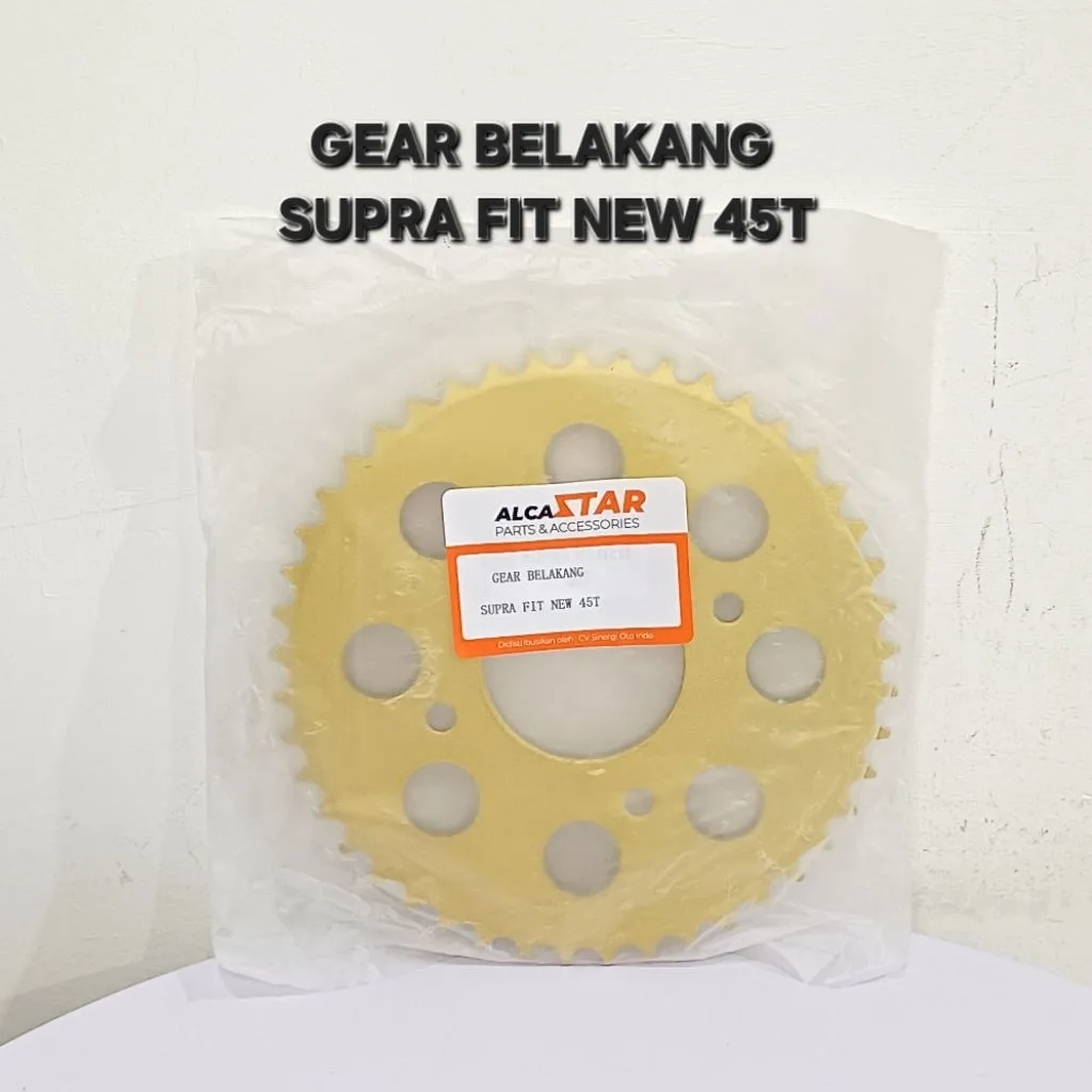 GOLD EMAS LUBANG BULAT GEAR GIR GER BELAKANG SUPRA FIT NEW KHARISMA X 125 45T 45 T LUBANG BULAT GOLD