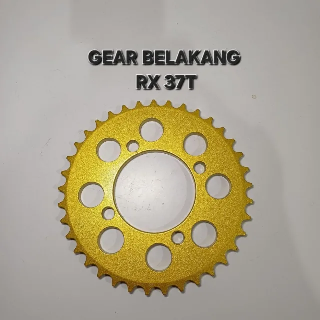 GOLD EMAS LUBANG BULAT GEAR GIR GER BELAKANG RXK RX KING JUPITER VEGA 37T 37 T LUBANG BULAT GOLD